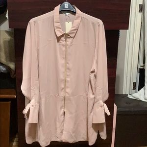 Pale Pink Zipper Blouse